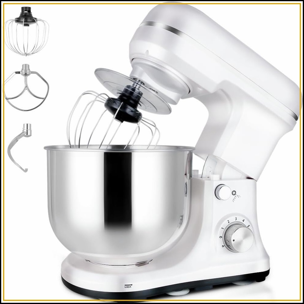 Kitchen Baking Mixer - 5QT Stand Mixer 6 Speed Tilt-Head