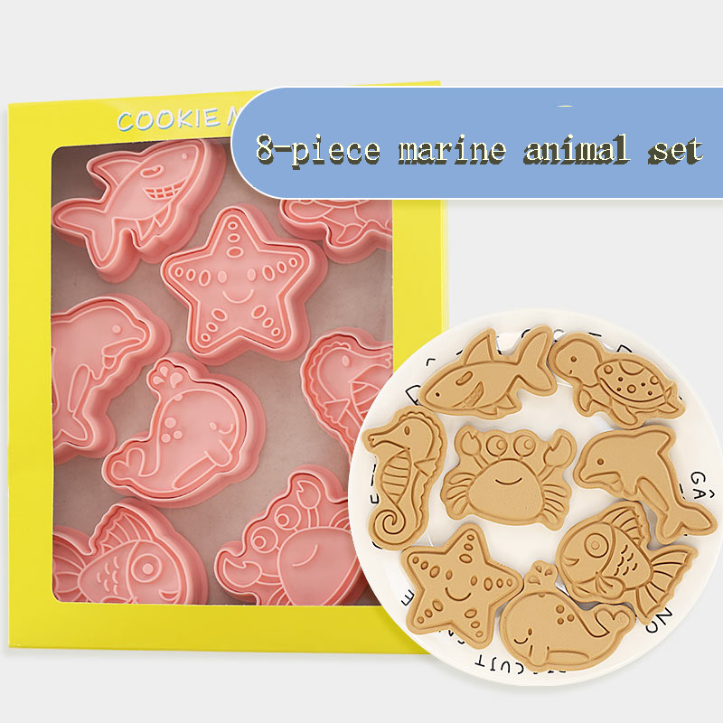 Kitchen And Baking Life - 8Pcs/set Cookie Cutters Plastic 3D Marine