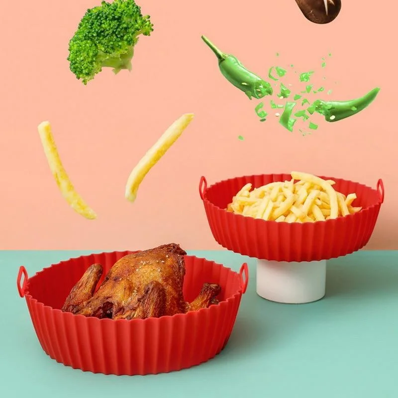 Kitchen Baking Pans - Silicone Basket Pot Tray Airfryer Liner