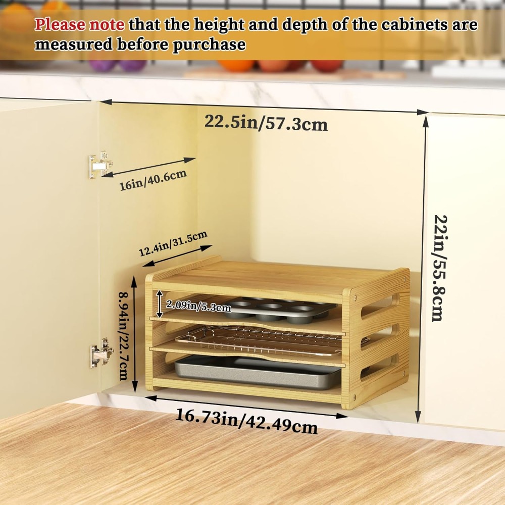 Wooden Cabinet Tray Dividers,  – Kitchen Baking Sheet Organizer Bewertung und Preis