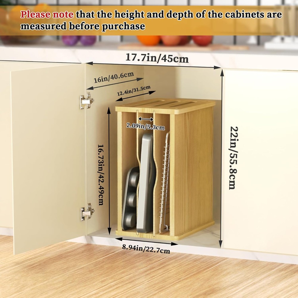 Wooden Cabinet Tray Dividers,  – Kitchen Baking Sheet Organizer Bewertung und Preis