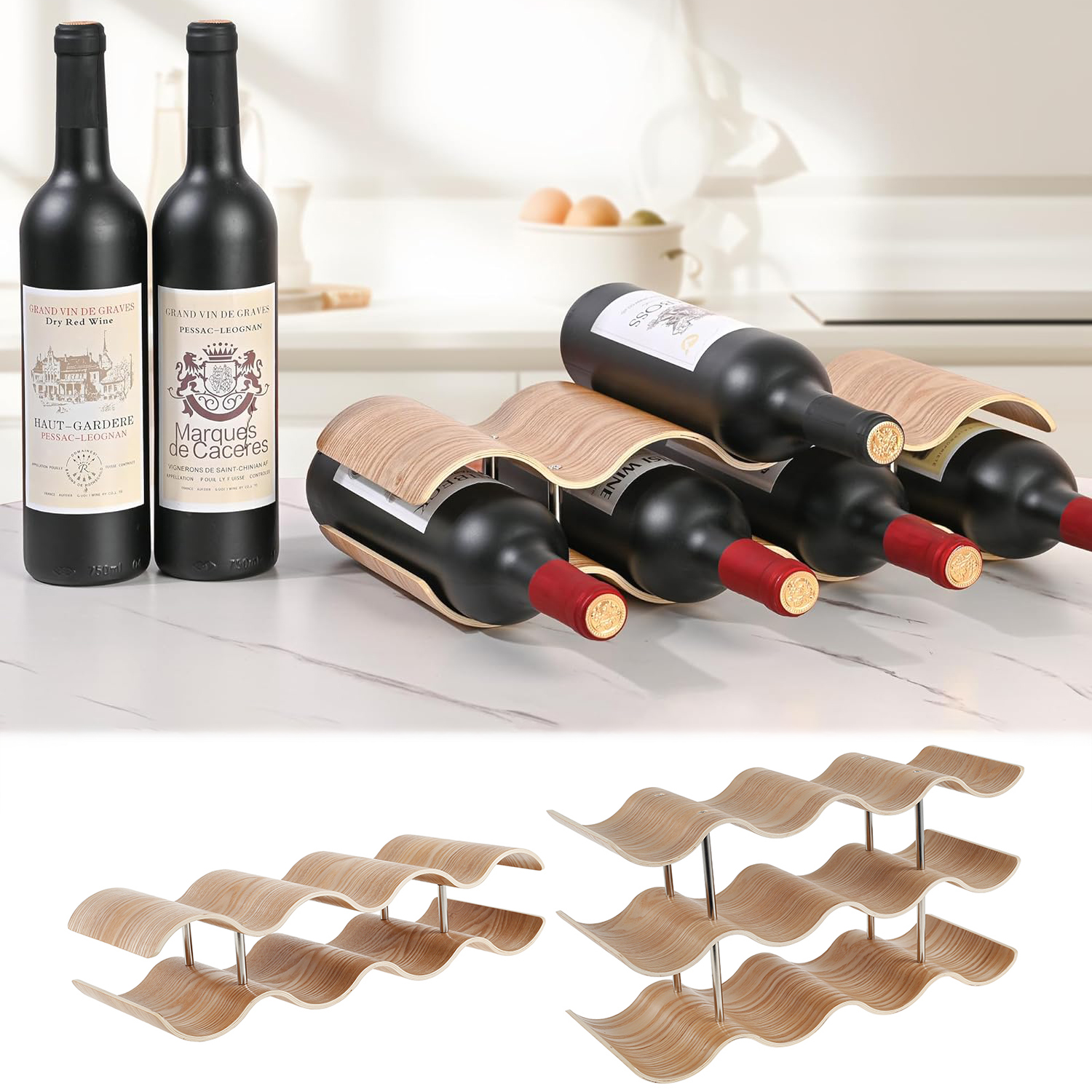2/3-Tier Wooden Wine Rack Wavy – Kitchen Zo Bewertung und Preis