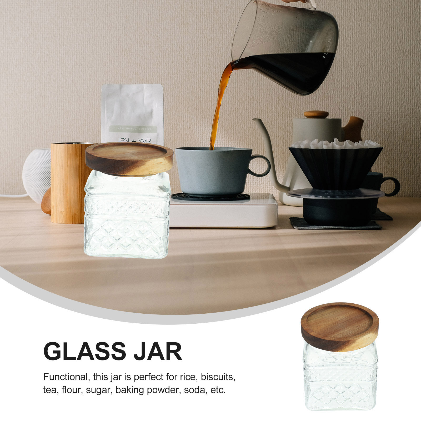 Wood Lid Glass Canister Airtig – Kitchen Baking Soda Bewertung und Preis