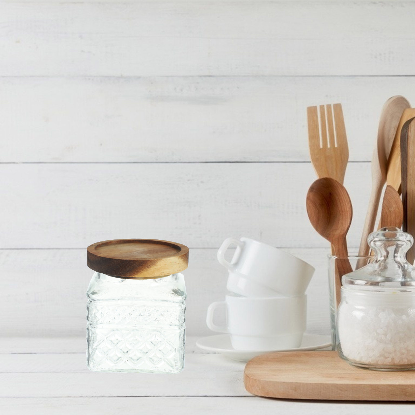 Wood Lid Glass Canister Airtig – Kitchen Baking Soda Bewertung und Preis