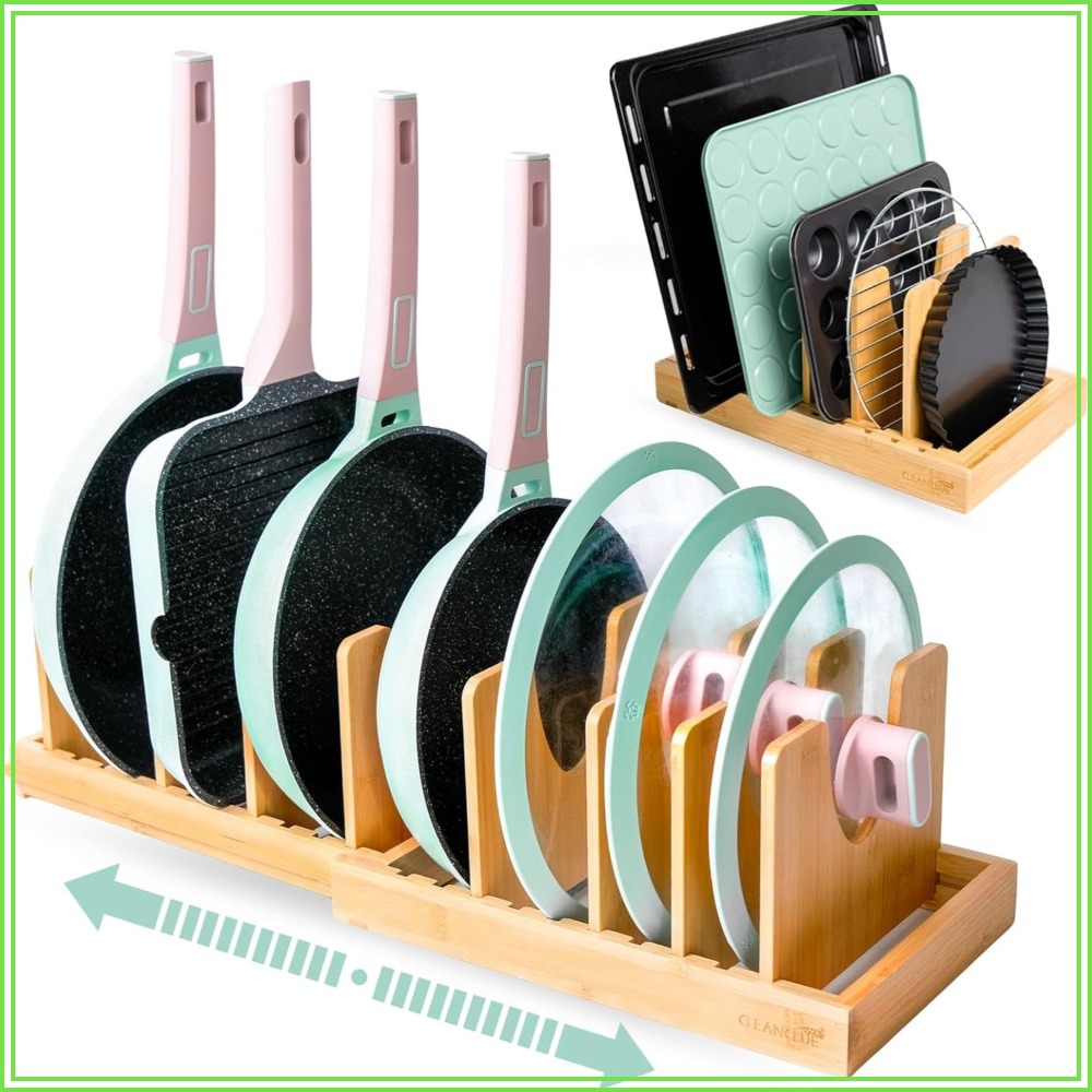 Expandable Bamboo Pots and Pan – Kitchen Baking Sheet Organizer Bewertung und Preis