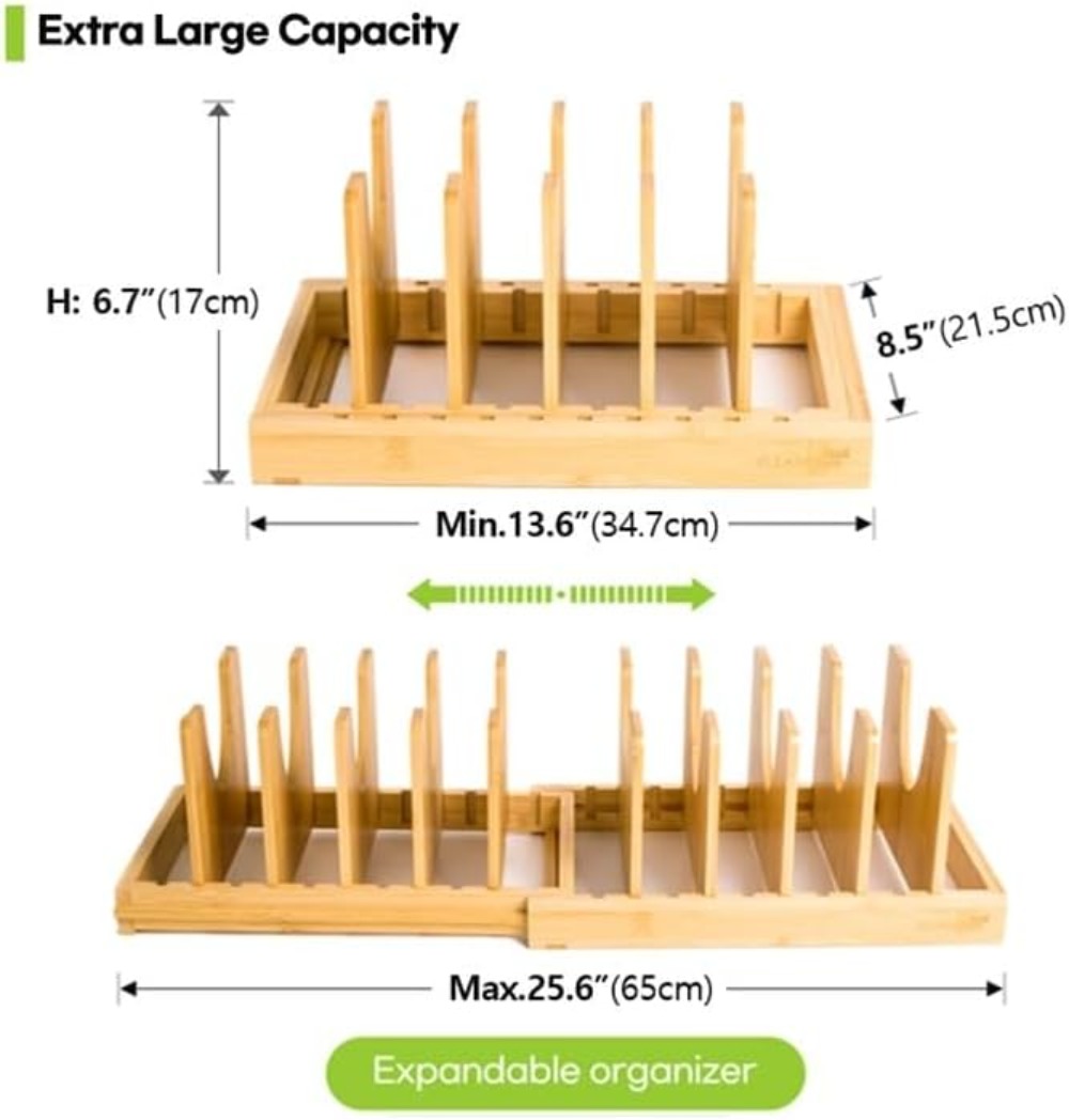 Expandable Bamboo Pots and Pan – Kitchen Baking Sheet Organizer Bewertung und Preis