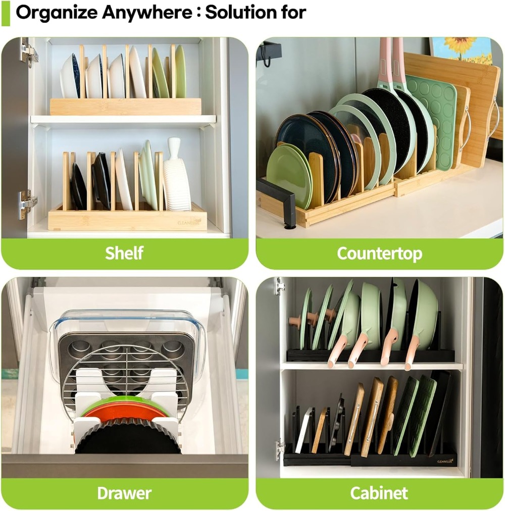 Expandable Bamboo Pots and Pan – Kitchen Baking Sheet Organizer Bewertung und Preis