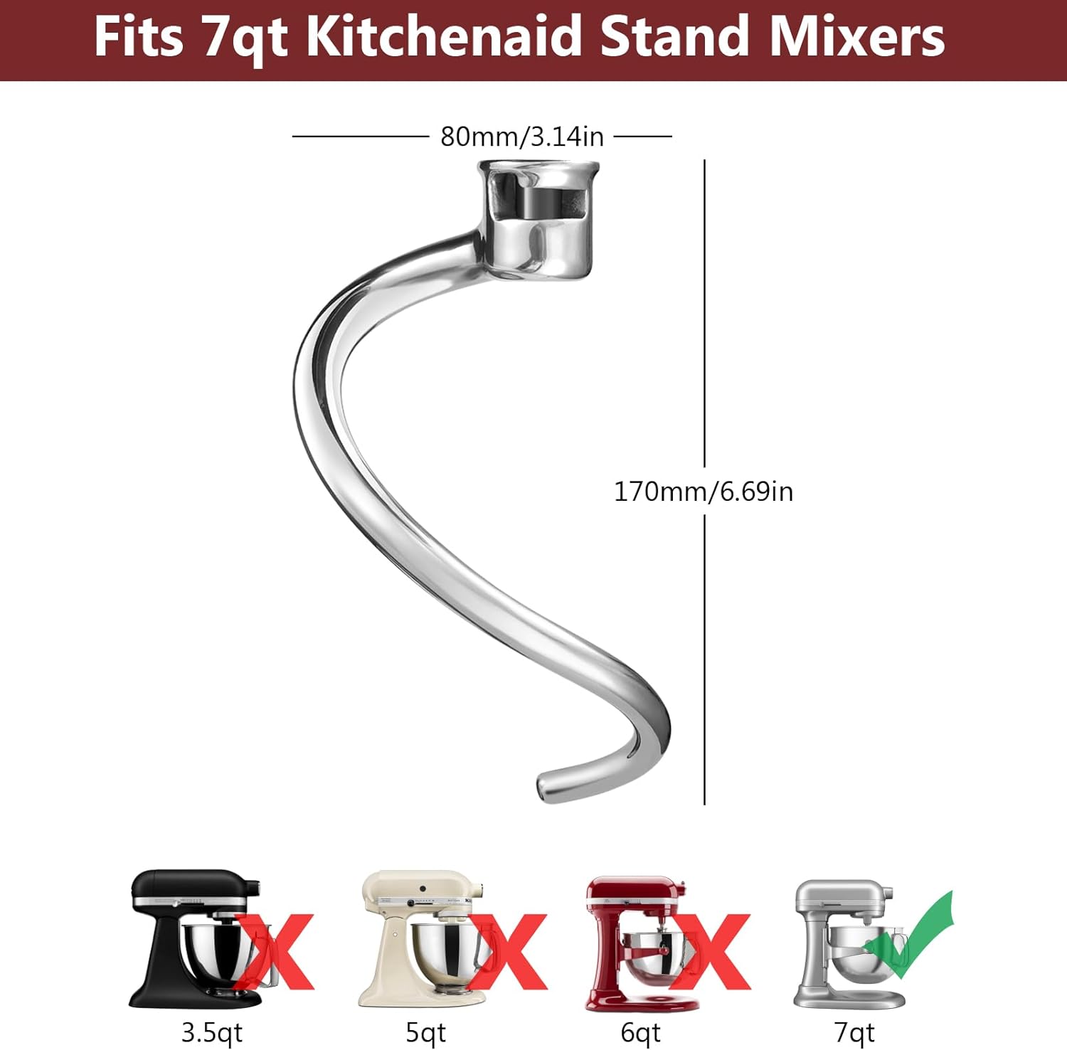 Stainless Steel Dough Hook Att – Kitchen Aid Baking Bread Bewertung und Preis